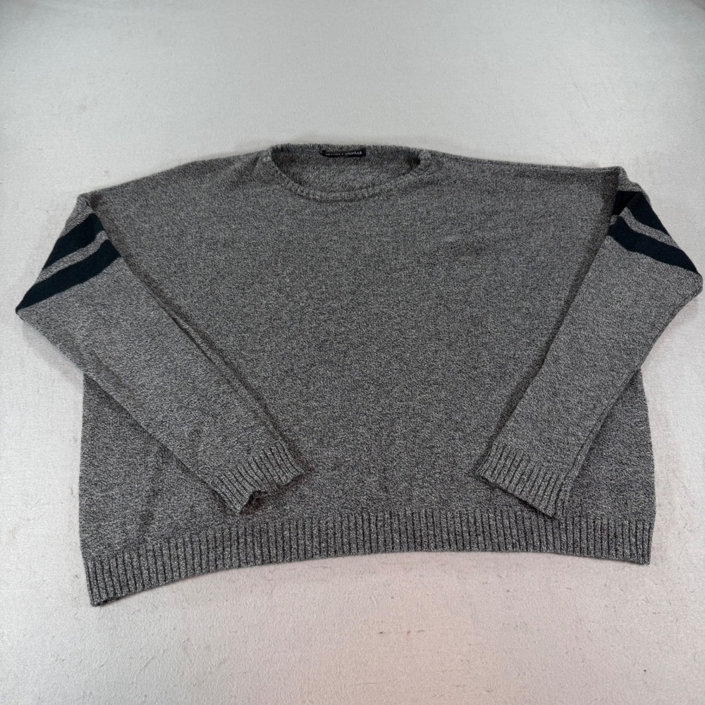 Brandy Melville Varsity Stripe Sweater Gray Oversized Cotton Knit‎
